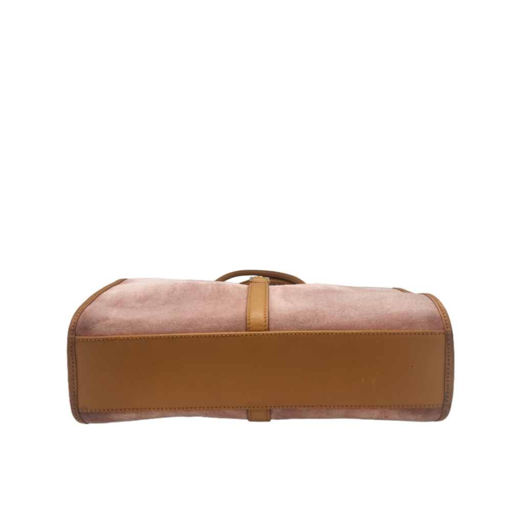 GUCCI Jackie Tote Satchel Shoulder Bag Purse in Pink Suede with Tan Leather Trim - Picture 5 of 10